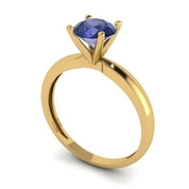 1 ct Round Cut Simulated Tanzanite Solitaire Engagement Ring for Women in 18K Yellow Gold