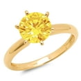 thumbnail image 1 of 1 ct Round Cut Simulated Yellow Diamond Solitaire 14K Yellow Gold Womens Engagement Ring, 1 of 3