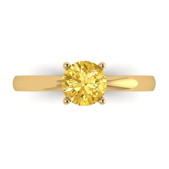 Clara Pucci 14K Yellow Gold 1ct Yellow Solitaire Ring for Women