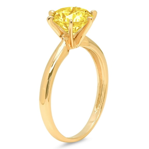1 ct Round Cut Simulated Yellow Diamond Solitaire Engagement Ring for Women in 14K Yellow Gold