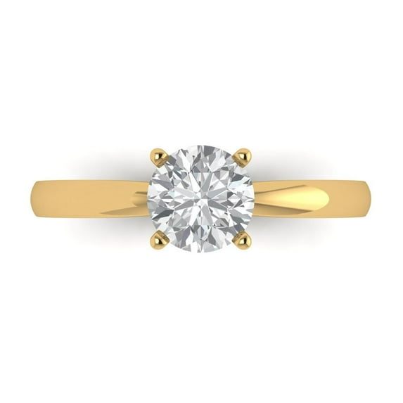 1 ct Round Cut White Sapphire Solitaire Engagement Ring for Women in 18K Yellow Gold
