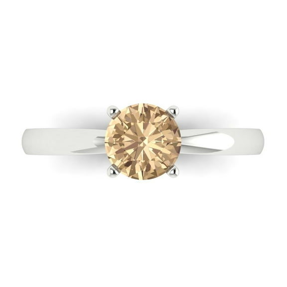 1 ct Round Cut Yellow Moissanite Solitaire 18K White Gold Womens Engagement Ring