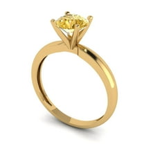 1 ct Round Cut Yellow Moissanite Solitaire Engagement Ring for Women in 14K Yellow Gold