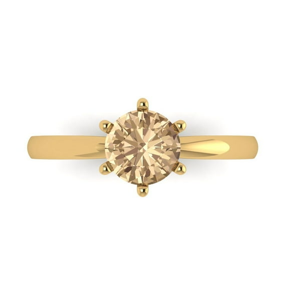 Clara Pucci 14K Yellow Gold 1ct YellowMoissanite Solitaire Ring for Women