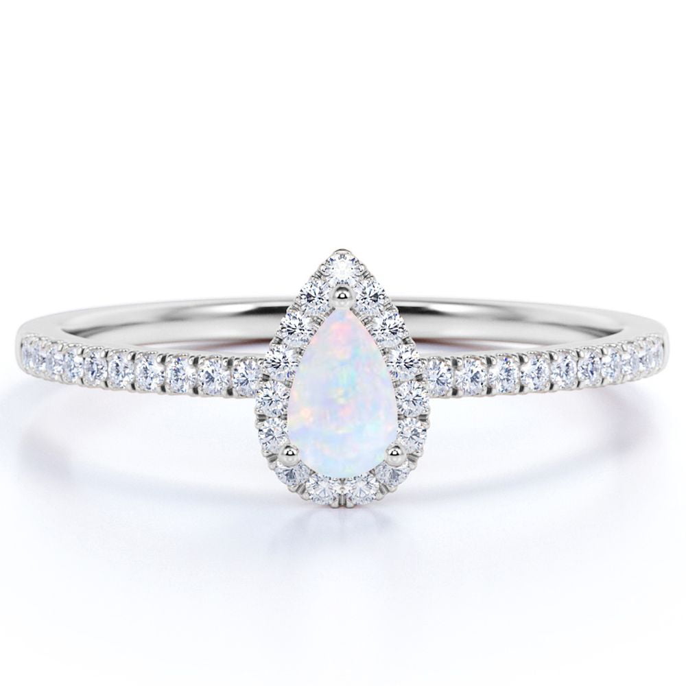 Opal teardrop engagement sale ring