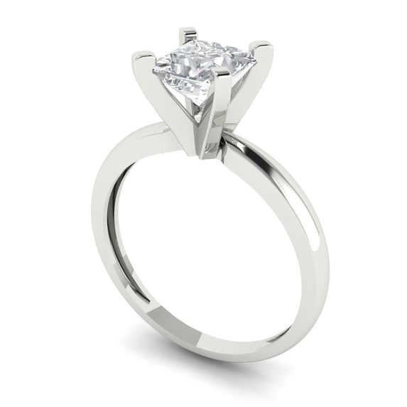 1 ct princess cut clear Zircon 18k white gold Bridal Wedding Engagement Promise Anniversary Ring for Women size 6.5