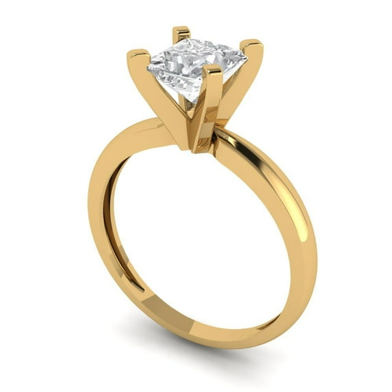 1 ct princess cut clear Zircon 18k yellow gold Bridal Wedding Engagement Promise Anniversary Ring for Women size 7