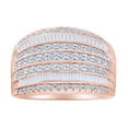 thumbnail image 1 of AFFY (1 cttw) Round & Baguette Shape White Natural Diamond 10K Solid Rose Gold Wedding Band Ring-10.5, 1 of 1