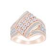 thumbnail image 1 of AFFY (1 cttw) Round & Baguette Shape White Natural Diamond Cocktail Ring In 10k Solid Rose Gold, 1 of 1