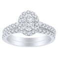 thumbnail image 1 of AFFY (1 cttw) Round & Oval Cut White Natural Diamond Bridal Ring Set In 14k White Gold With RING Size-6, 1 of 1