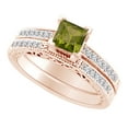thumbnail image 1 of AFFY (1 cttw) Simulated Green Peridot & White Natural Diamond Engagement Wedding Ring Set In 14k Rose Gold With Ring Size 6.5, 1 of 1