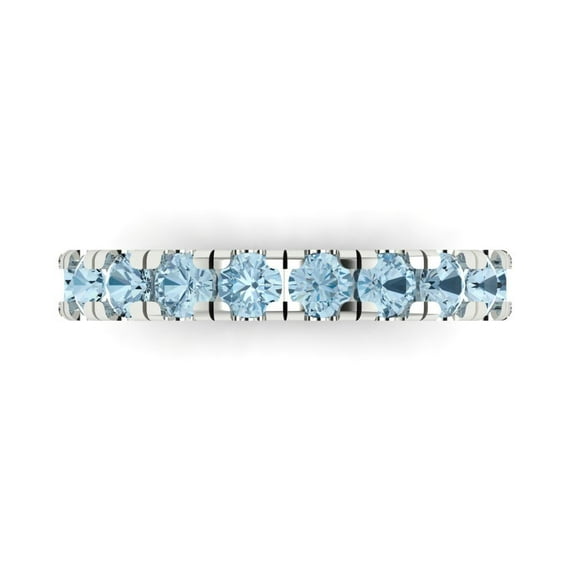1 ctw Wedding Band for Women - 14K White Gold Natural Sky Blue Topaz Stackable Eternity Ring