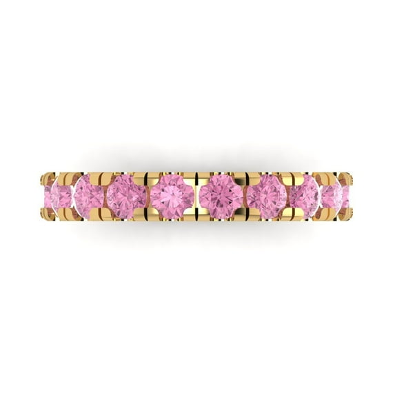 1 ctw Wedding Band for Women - 14K Yellow Gold Simulated Pink Diamond Stackable Eternity Ring