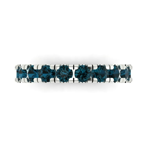 1 ctw Wedding Band for Women - 18K White Gold Natural London Blue Topaz Stackable Eternity Ring