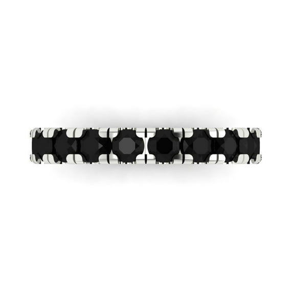 1 ctw Wedding Band for Women - 18K White Gold Natural Onyx Stackable Eternity Ring