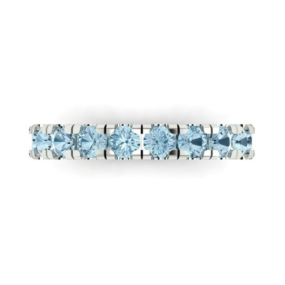 1 ctw Wedding Band for Women - 18K White Gold Natural Sky Blue Topaz Stackable Eternity Ring