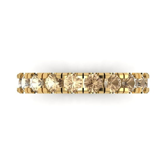 1 ctw Wedding Band for Women - 18K Yellow Gold Yellow Moissanite Stackable Eternity Ring