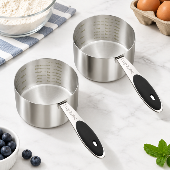 1 cup 2 food grade stainless steel pet and kitchen measuring cup
