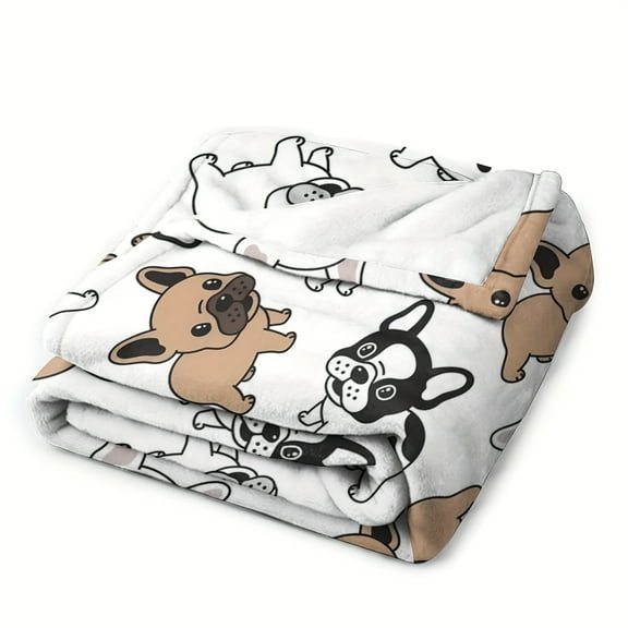 1 cute French bulldog flannel blanket