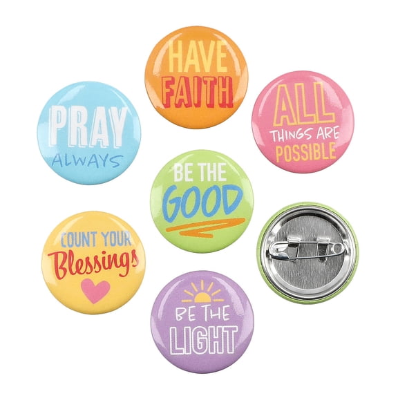 1" diam. Bulk 48 Pc. Mini Religious Inspirational Metal Buttons