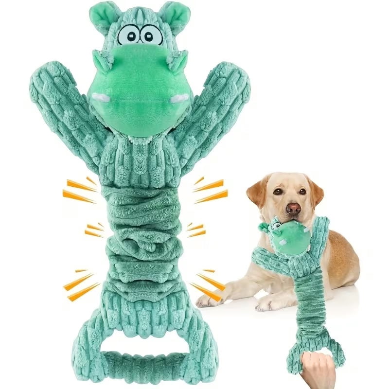 1 dog plush toy for large aggressive chewers, indestructible dog squeaky toy, stuffed animal toy in cotton material and crepe paper, durable chew toy for small, medium and large pets