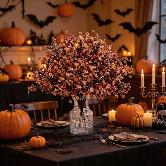 Under 1 dollar Halloween Savings 5-branch Star-shaped Artificial Flower Bouquet As A Centerpiece for Home Decoration and Flower Arrangement for Halloween Halloween Decorations indoor Outdoor