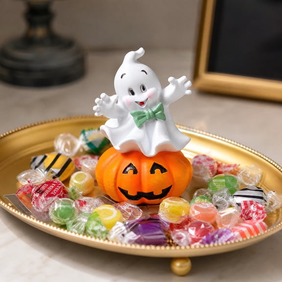 Under 1 dollar Halloween Savings Cute Ghost Pumpkin Resin Figurine Halloween Desktop Car Dashboard Decor Ornament Halloween Decorations indoor Outdoor