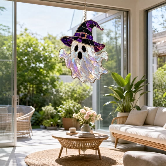 Under 1 dollar Halloween Savings Halloween Acrylic Stained Style Suncatcher Hanging Ornament indoor Outdoor Halloween Decoration Halloween Decorations indoor Outdoor