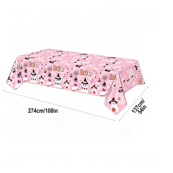 Under 1 dollar Halloween Savings Halloween Disposable Tablecloth Plastic Rectangular Table Cover Halloween Party Tablecloth Halloween Decorations indoor Outdoor