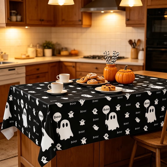 Under 1 dollar Halloween Savings Halloween Ghost-Themed Party Tablecloth and Black and P-ink Festive Gathering Tablecloth Halloween Decorations indoor Outdoor
