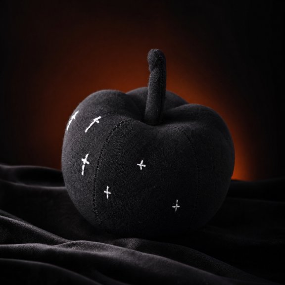 Under 1 dollar Halloween Savings Halloween Linen Fabric Pumpkin Tabletop Ornament Black Embroidered Patterns Stuffed Pumpkin Home Decor Halloween Decorations indoor Outdoor