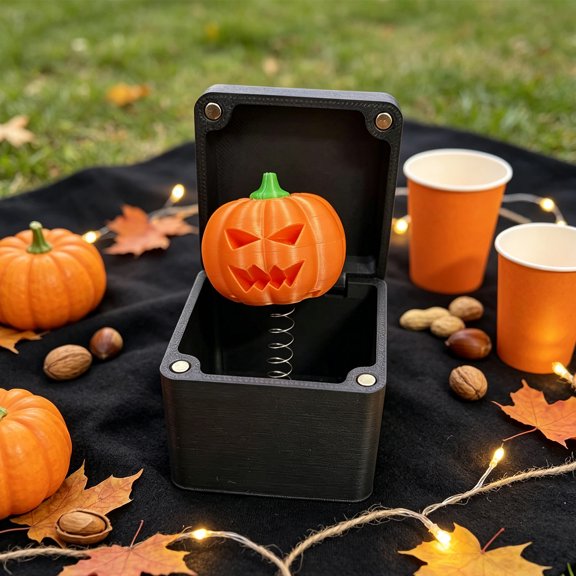 Under 1 dollar Halloween Savings Halloween O Surprise Box Spring Up Prank Box Pumpkin Trick Toy Joke Gift Decor 5x5cm Halloween Decorations indoor Outdoor