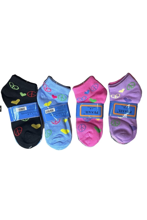 1 dozen Hearts & peace women's Lowcut socks (size 6-8)