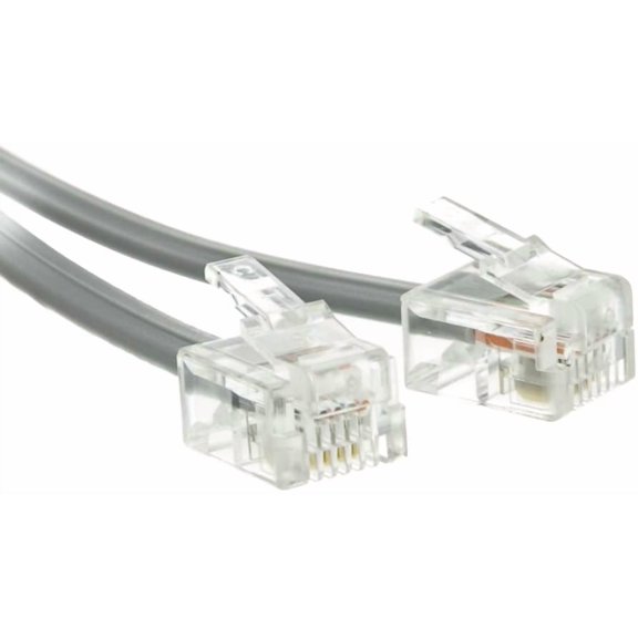 1 feet Telephone Cord for Voice (VoIP), RJ11 Plug Gold Plated Transparent Connectors, 6P / 4C, 28AWG, Reverse, RJ11 Phone Cable