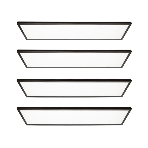 1 ft. x 4 ft. 4500 Lumen 3 Level Dimmable Brightness LED Flat Panel Light 5CCT, Black/White, 4-Pack