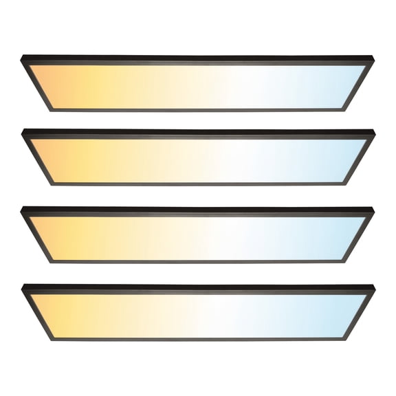 1 ft. x 4 ft. 4500 Lumen 3 Level Dimmable Brightness LED Flat Panel Light 5CCT, Black/White, 4-Pack