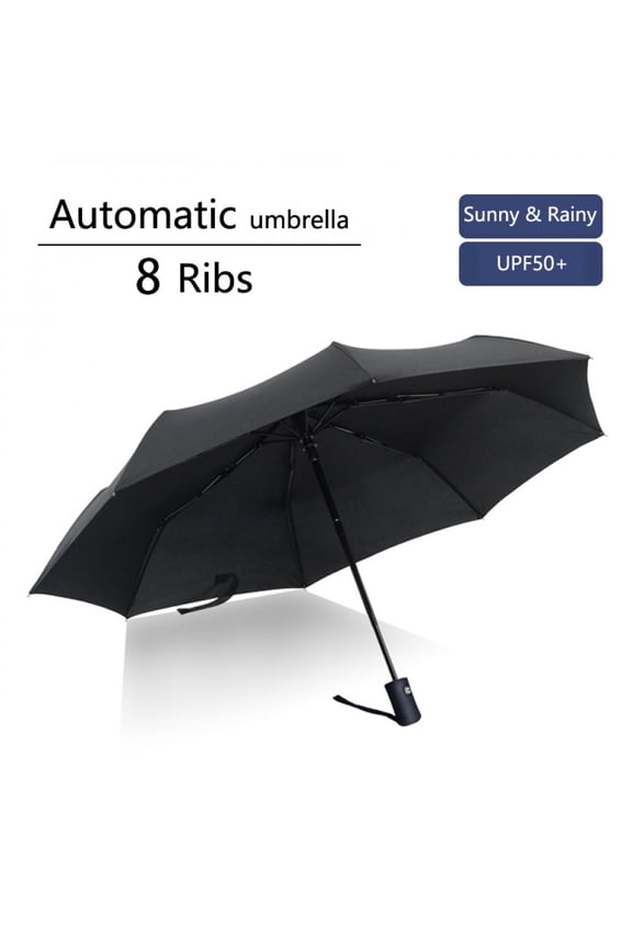 1 fully automatic umbrella, compact and portable design, suitable for travel, rain and water weather resistance, business folding umbrella waterproof rain Black travel umbrella compact umbrella