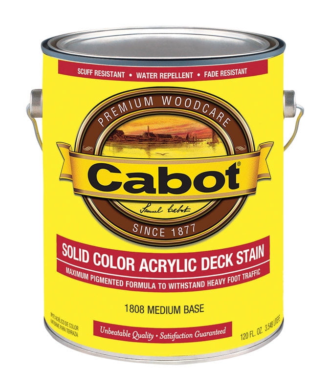 1 gal Cabot Stains 1808 Medium Base Solid Color Deck Water-Based Decking Stain