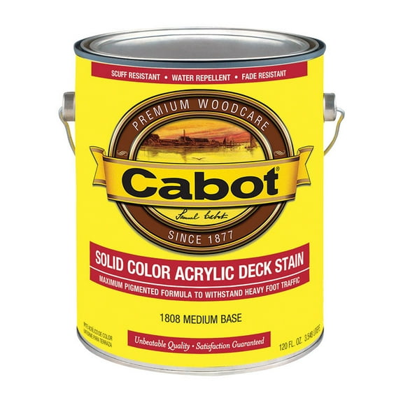 1 gal Cabot Stains 1808 Medium Base Solid Color Deck Water-Based Decking Stain