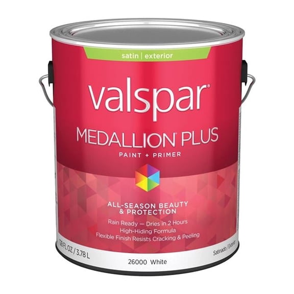 1 gal Medallion Acrylic Latex House Trim Paint & Primer, Satin & White - Pack of 4