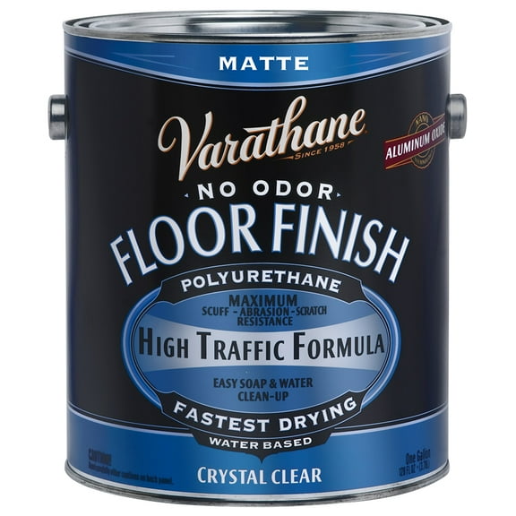 1 gal Rust-Oleum 286820 Crystal Clear Varathane Water-Based Interior High Traffic Polyurethane Floor Finish, Matte
