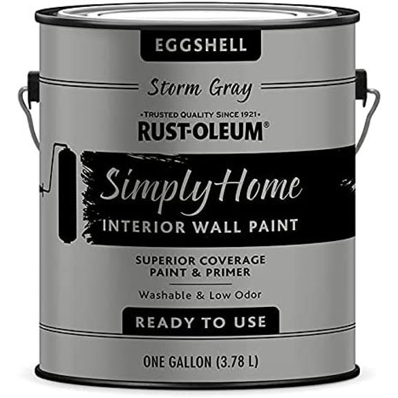 1 gal Rust-Oleum 332143 Storm Gray Simply Home Interior Wall Paint, Eggshell Pack of 1