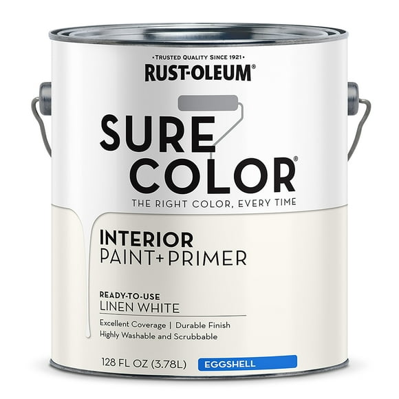 1 gal Rust-Oleum 380220 Linen White Sure Color Interior Paint + Primer, Eggshell