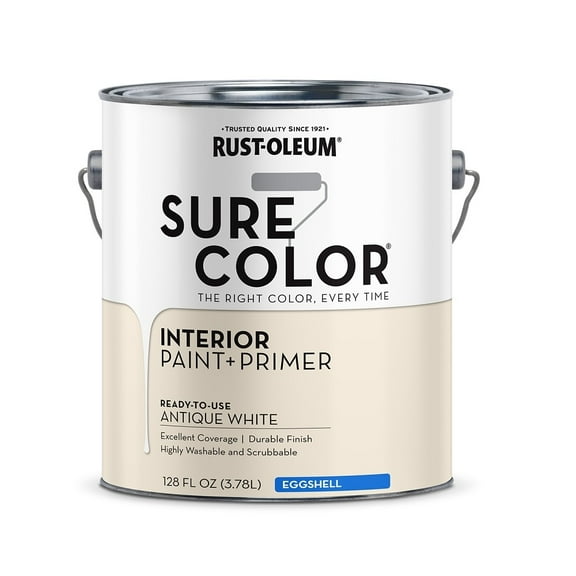 1 gal Rust-Oleum 380221 Antique White Sure Color Interior Paint + Primer, Eggshell
