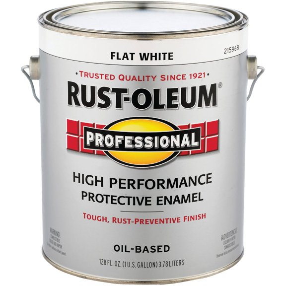2-pack Rust-Oleum Professional Flat Protective Enamel Paint - White - 2 Pack, 1-Gal Interior & Exterior Use, Professional Finish