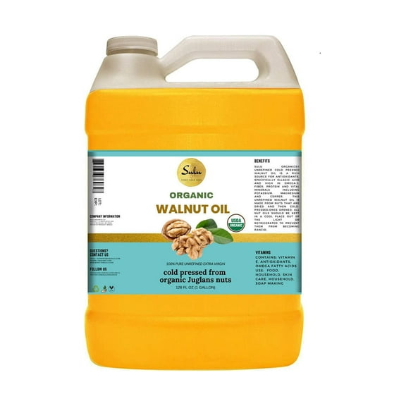 1 gallon USDA Organic Extra Virgin Unrefined Cold Pressed Walnut oil -Food Grade