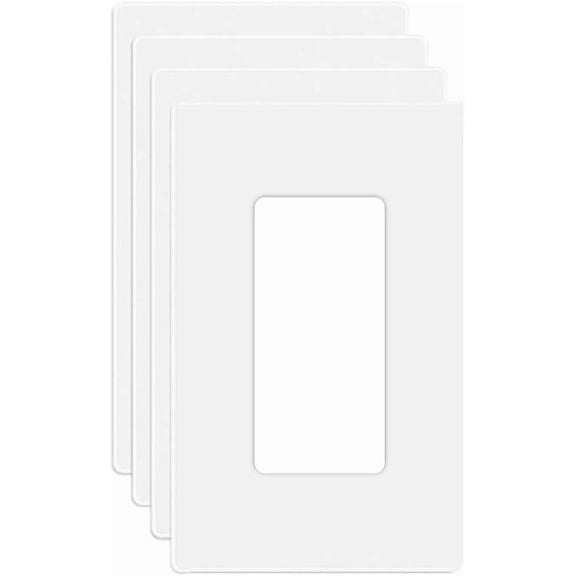 1-gang no-screw decorative wall plate cover single switch outlet electrical panel, suitable for light switches, smart switches, outlets, dimmers, outlets, child safety cover plate, white (4-pack)