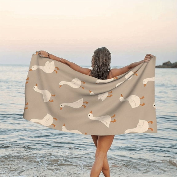 1 goose flock pattern neutral beach towel, pool accessories, cruise essentials, vacation gifts, summer swimming and camping travel essentials