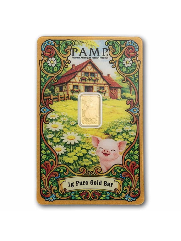 1 gram Gold Bar - PAMP Suisse Lucky Pig (In Assay w/ Sleeve)