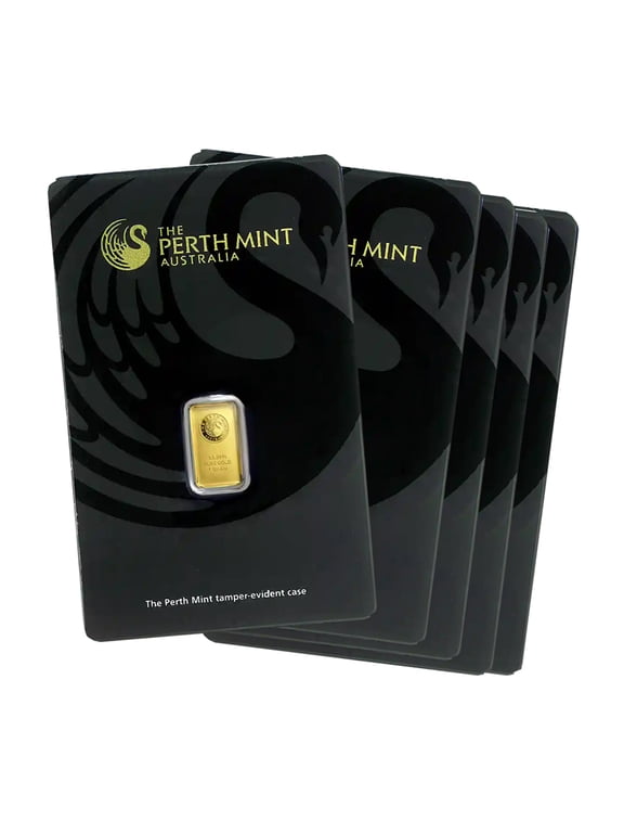 1 gram Gold Bar - The Perth Mint (In Assay) - Lot of 5